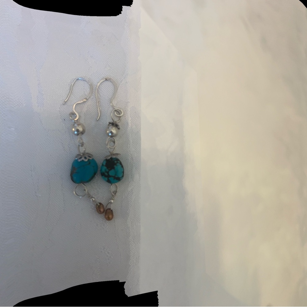 Turquoise and Silver Dangle Earrings